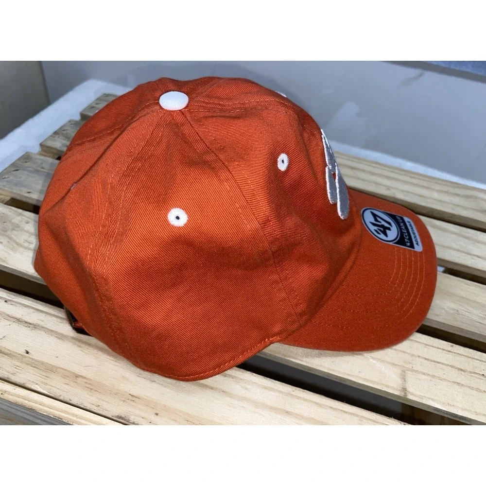 Clemson '47 Clean Up Baseball Cap Hat Strap Back Shows Wear Orange White Paw